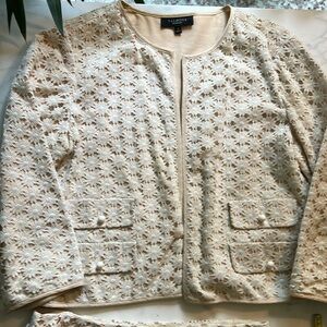 Talbots cotton lace suit  jacket size 12 and skirt size 8